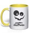 Чашка с цветной ручкой happy halloween smile Солнечно желтый фото