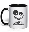 Чашка з кольоровою ручкою happy halloween smile Чорний фото