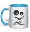 Чашка с цветной ручкой happy halloween smile Голубой фото