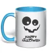 Чашка з кольоровою ручкою happy halloween smile Блакитний Чашка з кольоровою ручкою happy halloween smile Блакитний фото