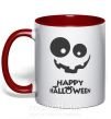 Чашка з кольоровою ручкою happy halloween smile Червоний фото