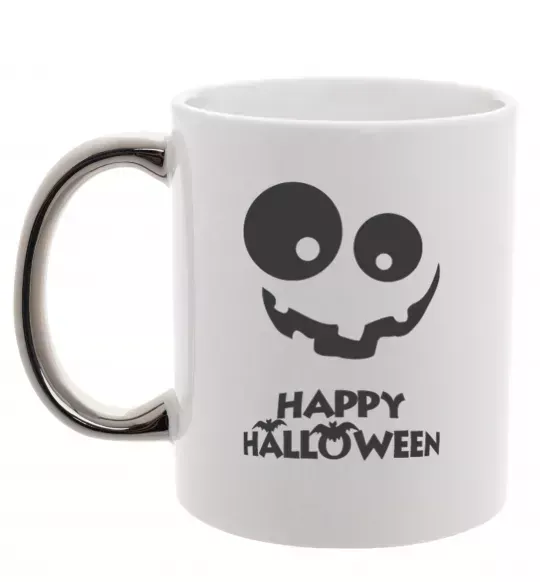 Чашка з кольоровою ручкою happy halloween smile Срібло фото