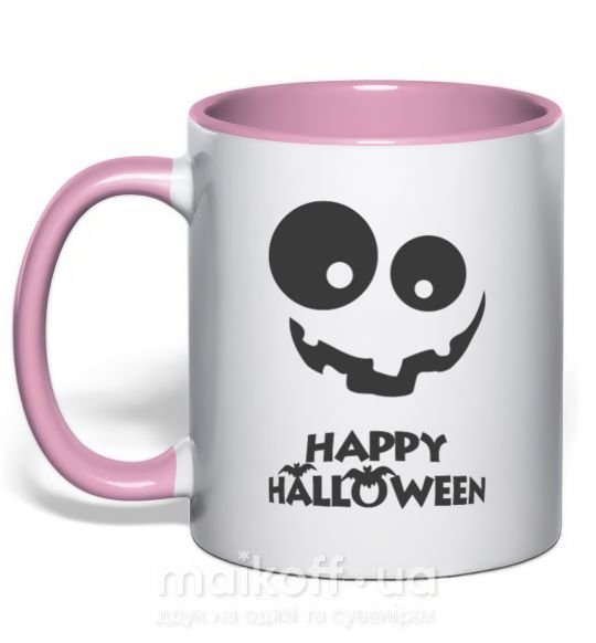 Чашка з кольоровою ручкою happy halloween smile Ніжно рожевий фото