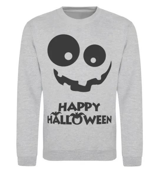 Світшот happy halloween smile Сірий меланж фото
