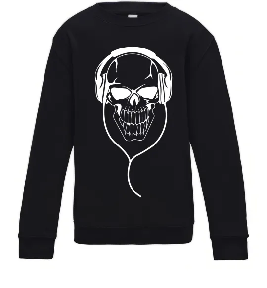Детский Свитшот Череп в навушниках Черный фото