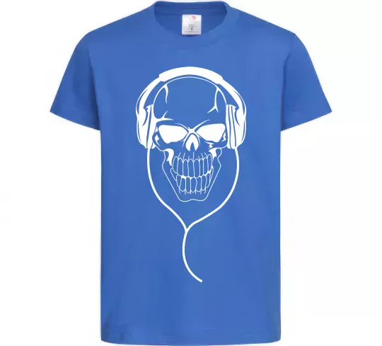 Детская футболка Череп в навушниках Ярко-синий фото