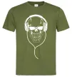 Мужская футболка Череп в навушниках Оливковый фото