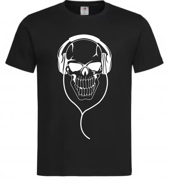 Мужская футболка Череп в навушниках Черный фото