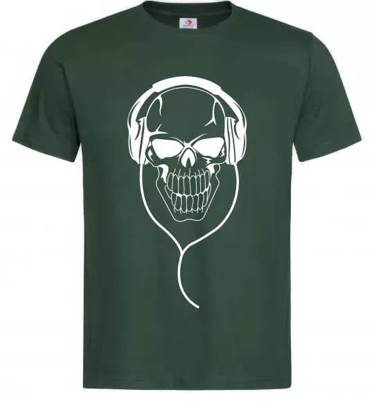 Мужская футболка Череп в навушниках Темно-зеленый фото