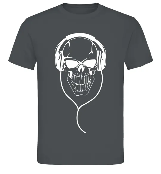 Мужская футболка Череп в навушниках Графит фото