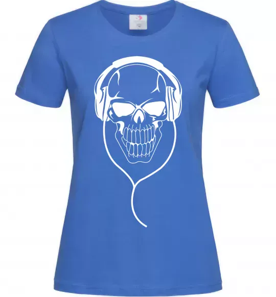Жіноча футболка Череп в навушниках Яскраво-синій фото