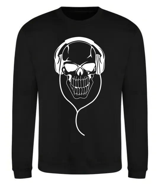 Світшот Череп в навушниках Чорний фото