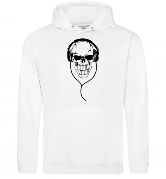 Мужская толстовка (худи) Череп в навушниках Белый фото