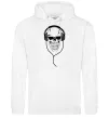 Мужская толстовка (худи) Череп в навушниках Белый фото