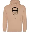 Мужская толстовка (худи) Череп в навушниках Песочный фото