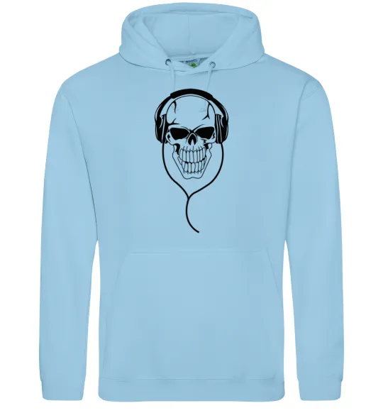 Мужская толстовка (худи) Череп в навушниках Голубой фото