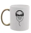 Чашка с цветной ручкой Череп в навушниках Золото Чашка с цветной ручкой Череп в навушниках Золото фото