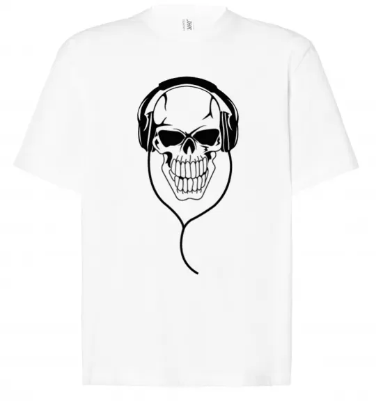 Футболка Оверсайз Череп в навушниках Белый фото