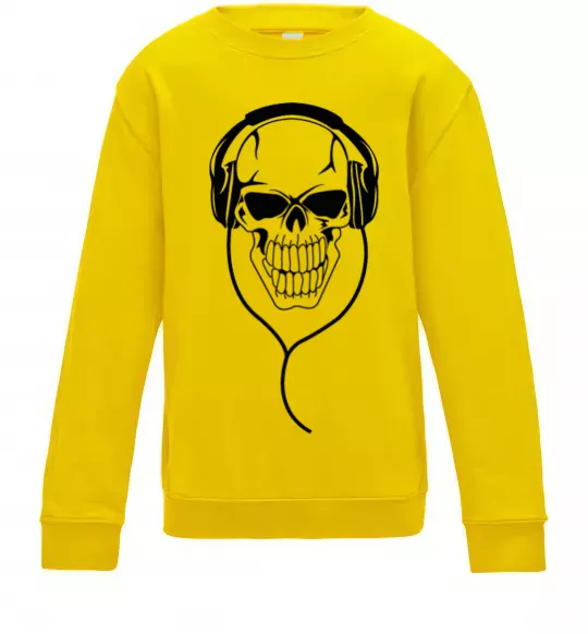 Детский Свитшот Череп в навушниках Солнечно желтый фото