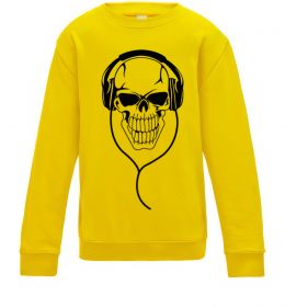 Детский Свитшот Череп в навушниках