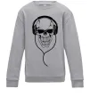 Детский Свитшот Череп в навушниках Серый меланж фото