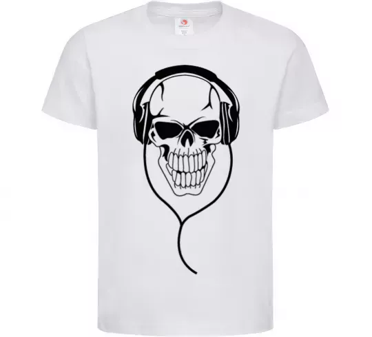 Детская футболка Череп в навушниках Белый фото