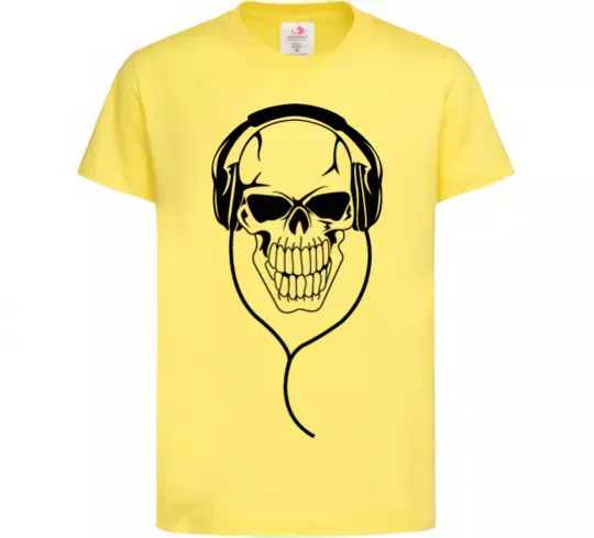 Детская футболка Череп в навушниках Лимонный фото