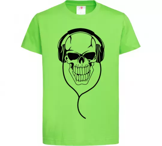Детская футболка Череп в навушниках Лаймовый фото