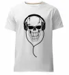 Мужская премиум футболка Череп в навушниках Белый фото