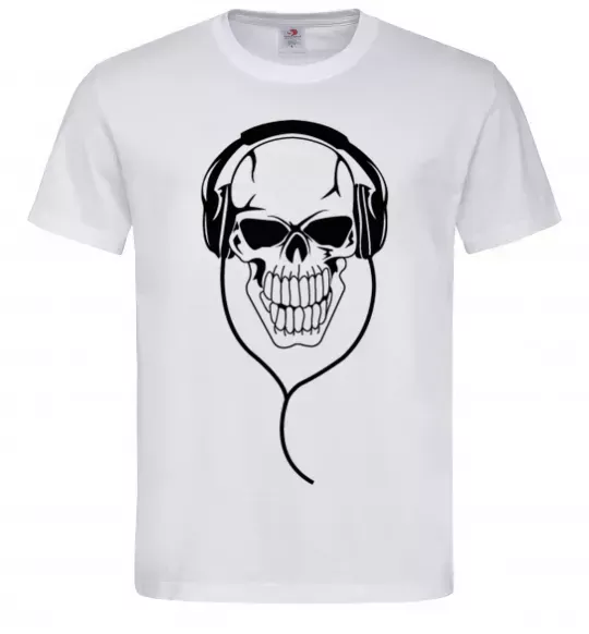 Мужская футболка Череп в навушниках Белый фото