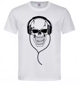 Мужская футболка Череп в навушниках Белый фото
