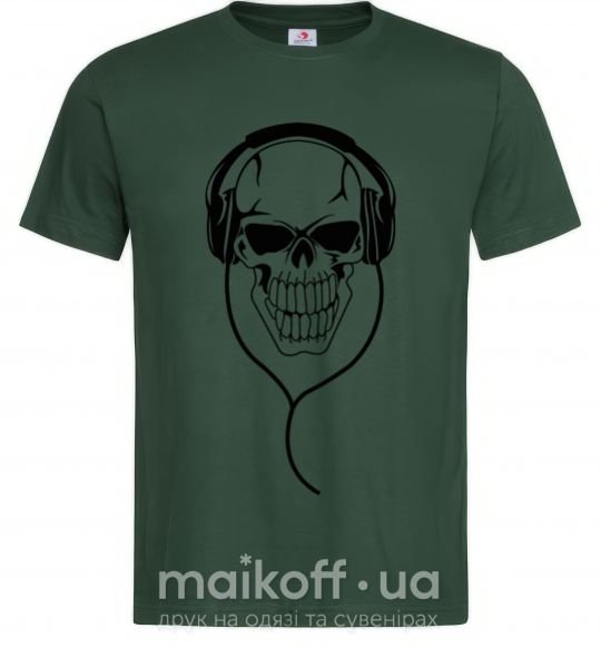 Чоловіча футболка Череп в наушниках Темно-зелений фото