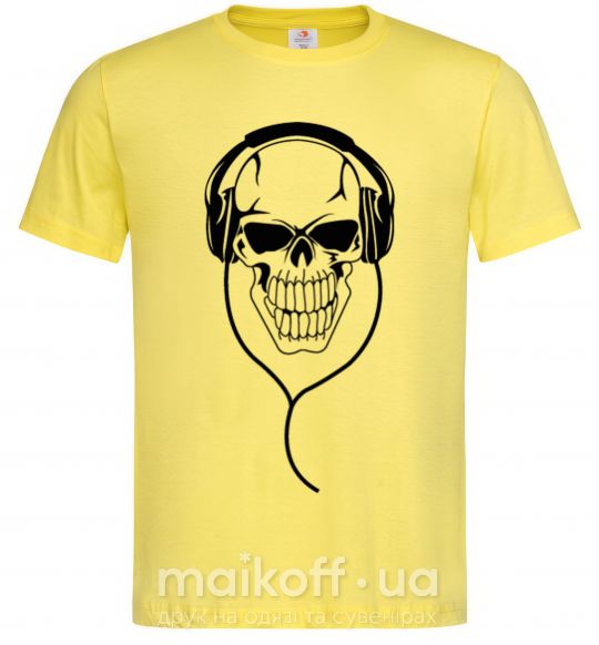 Мужская футболка Череп в наушниках Лимонный фото