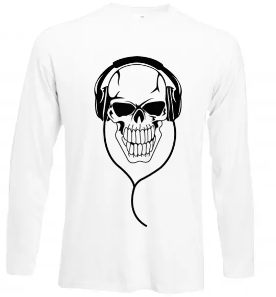 Лонгслів Череп в навушниках Білий фото