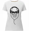 Жіноча преміум футболка Череп в навушниках Білий Жіноча преміум футболка Череп в навушниках Білий фото