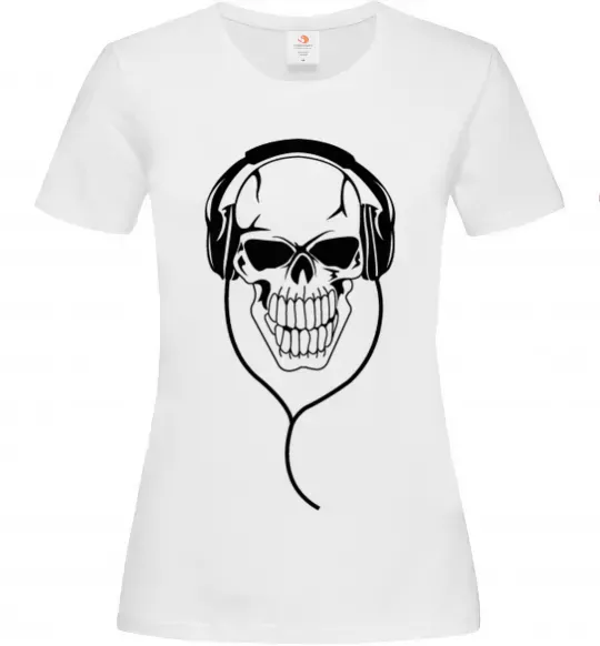 Жіноча футболка Череп в навушниках Білий фото