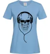 Жіноча футболка Череп в навушниках Блакитний фото