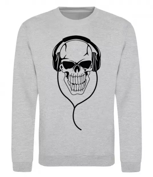 Світшот Череп в навушниках Сірий меланж фото