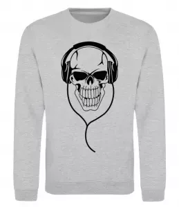 Світшот Череп в навушниках Сірий меланж фото