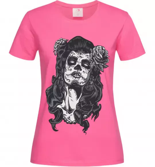Женская футболка Santa Muerte Ярко-розовый фото