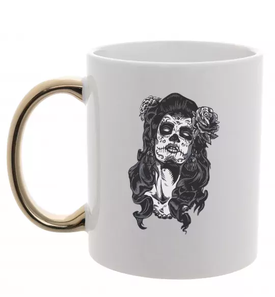Чашка з кольоровою ручкою Santa Muerte Золото фото