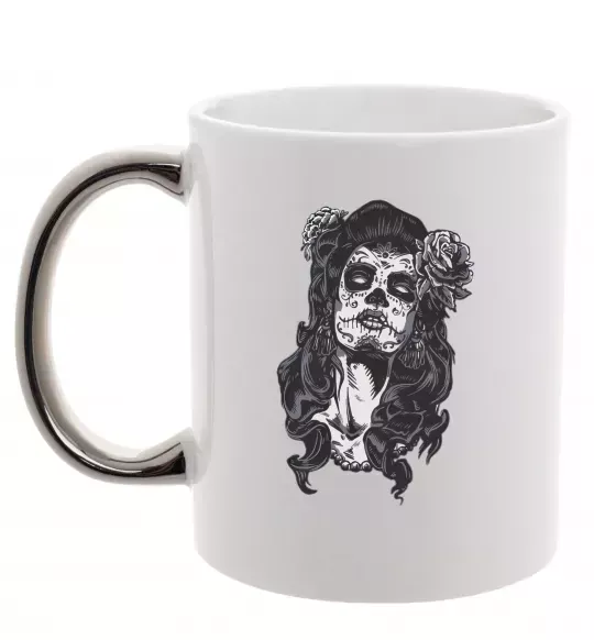 Чашка з кольоровою ручкою Santa Muerte Срібло фото