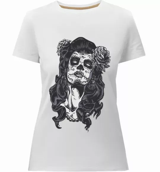 Женская премиум футболка Santa Muerte Белый фото