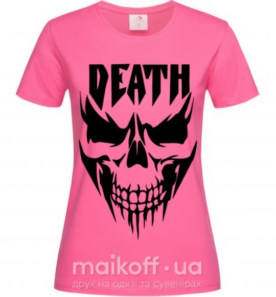 Жіноча футболка DEATH SKULL Яскраво-рожевий фото