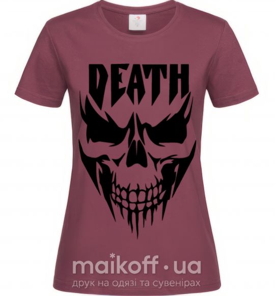 Жіноча футболка DEATH SKULL Бордовий фото