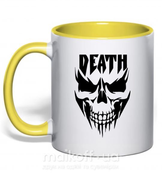 Чашка с цветной ручкой DEATH SKULL Солнечно желтый фото