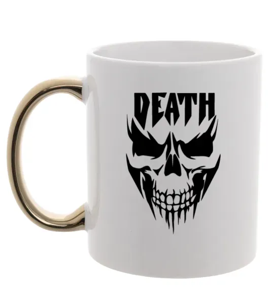 Чашка з кольоровою ручкою DEATH SKULL Золото фото