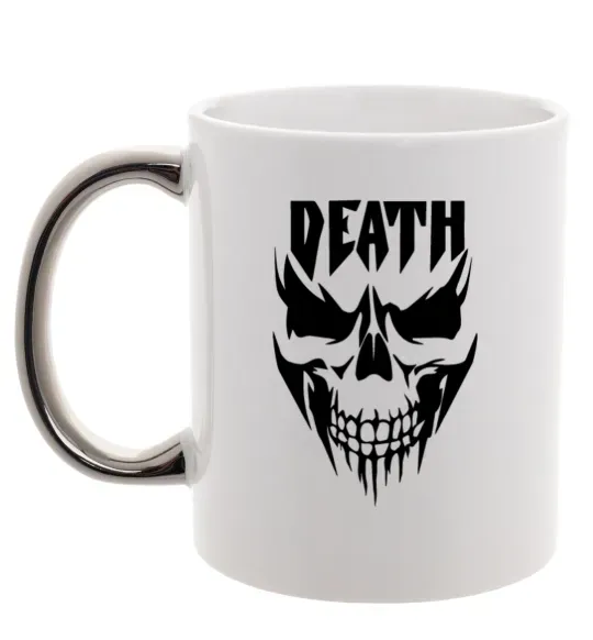 Чашка з кольоровою ручкою DEATH SKULL Срібло фото