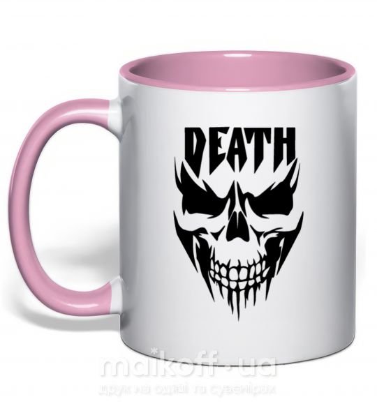 Чашка с цветной ручкой DEATH SKULL Нежно розовый фото