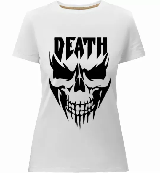 Жіноча преміум футболка DEATH SKULL Білий фото